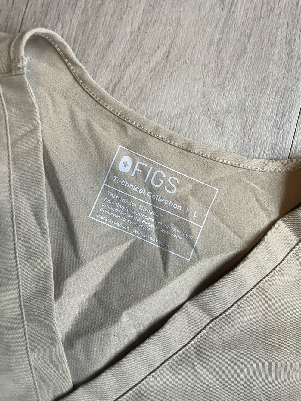 Figs Technical Collection V-Neck Top in Khaki - Picture 2 of 2